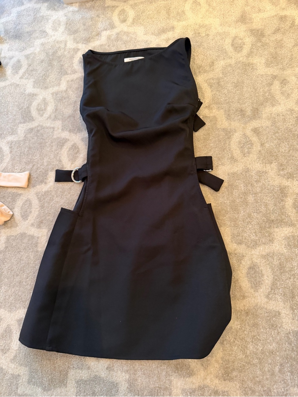 Peppermayo Black Mini Dress with Side Cutouts